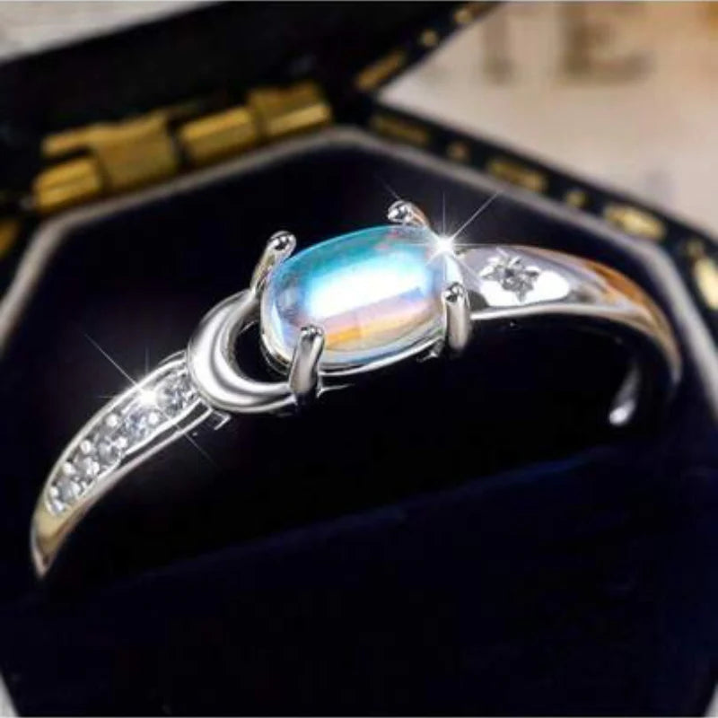 925 Plated Shiny Moonstone Menopause Ring